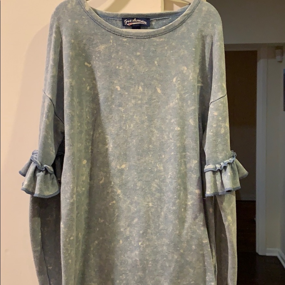 Blue freshman sweater with ruffle